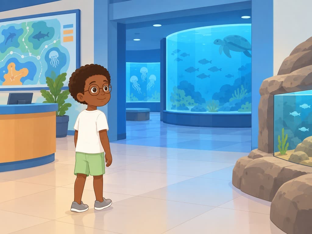 Illustration for page 1 of The Octopus at the Aquarium, a fictional Kai story.